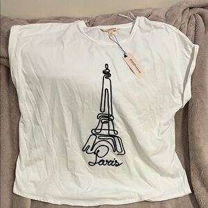 Aris White Paris Tee with Eiffel Tower Design